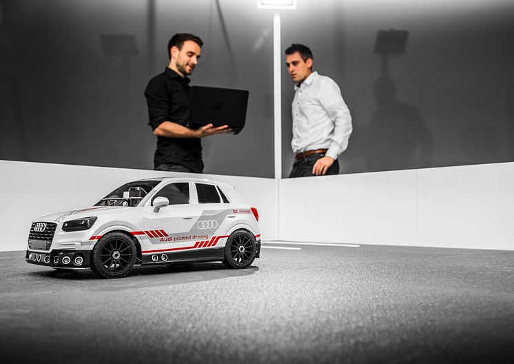 Audi Q2 deep learning concept , model car on a scale of 1 to 8