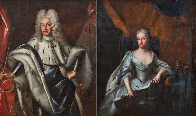 Royal representative portraits of King Fredrik I and Queen Ulrica Eleonora dy