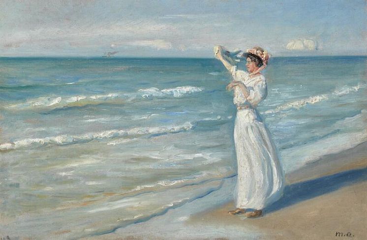 Michael Ancher- Ung pige på stranden, Skagen. Sign. M. A. Olie på lærred. 43 x 63. Hammerslag- 1.000.000 kr.