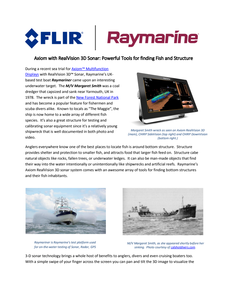 Raymarine: Axiom with RealVision 3D Sonar Proves Powerful Tool for finding Fish and Structure