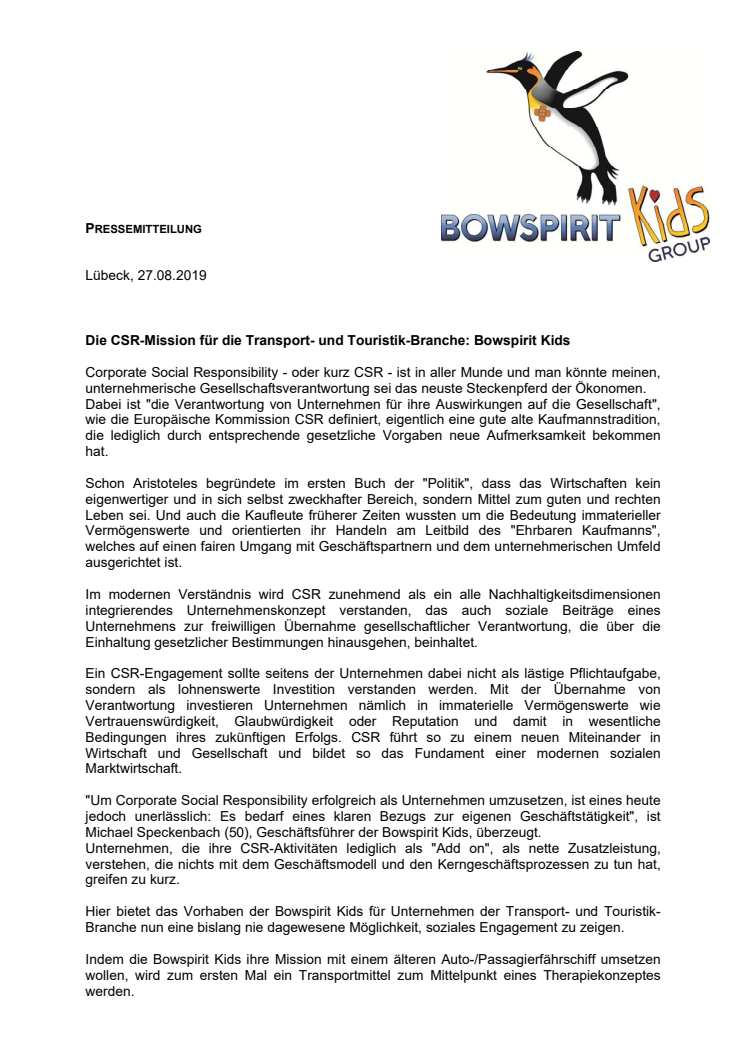 Die CSR-Mission für die Transport- und Touristik-Branche: Bowspirit Kids