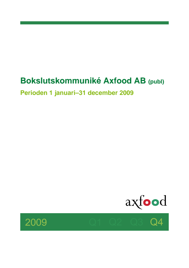 Axfoods bokslutskommuniké