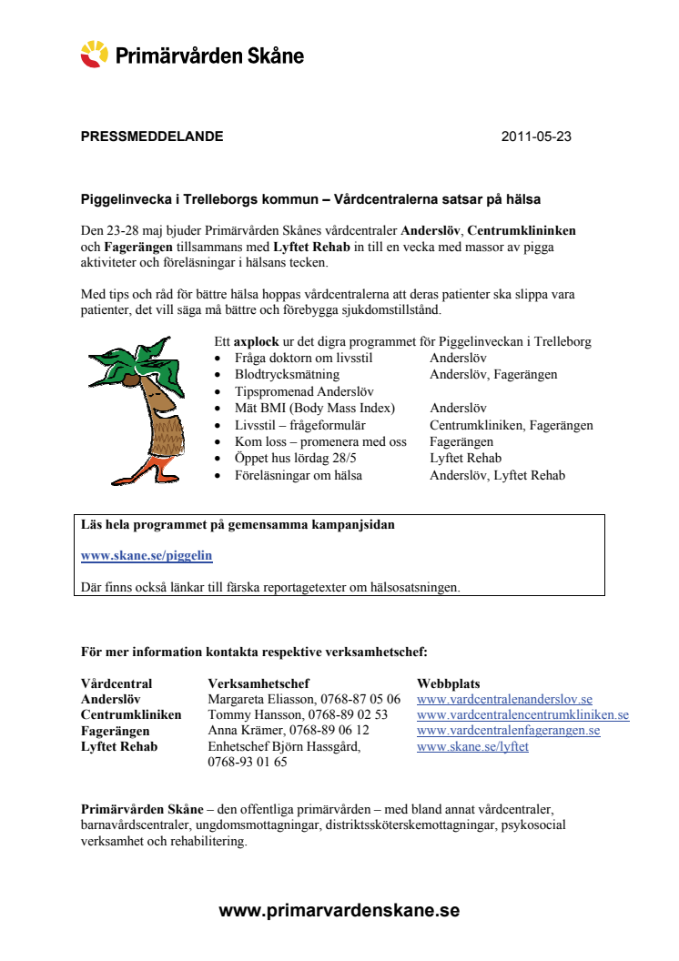 Piggelinvecka i Trelleborgs kommun – Vårdcentralerna satsar på hälsa