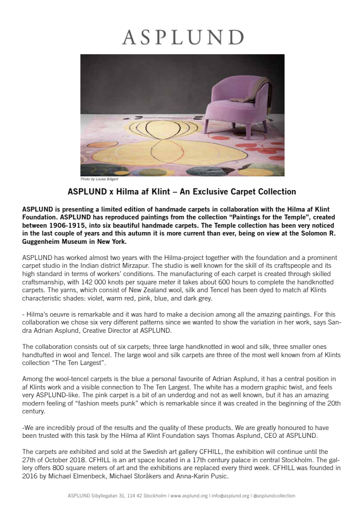 ​ASPLUND x Hilma af Klint – An Exclusive Carpet Collection