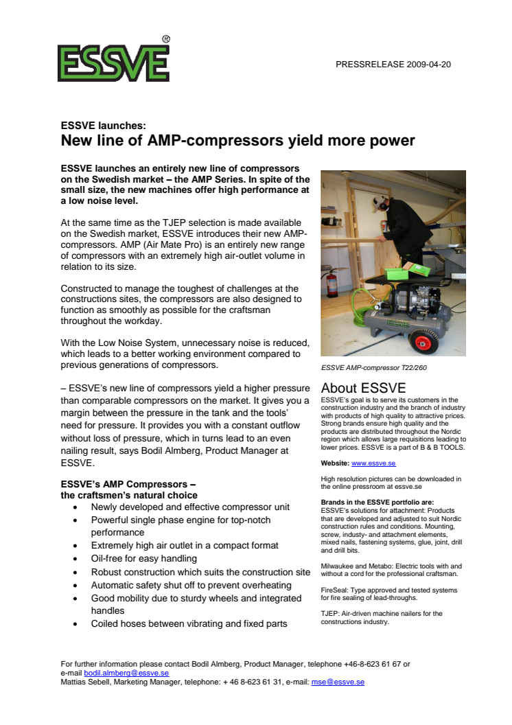 ESSVE launches: New line of AMP-compressors yield more power