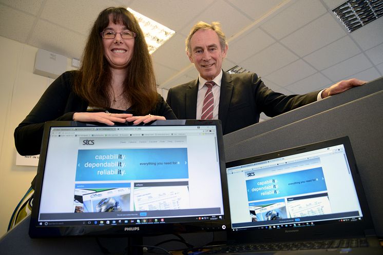 Northumbria University degree apprentice Jennifer Gane pictured with John Wiseman, director of STCS Ltd, which employs three degree apprentices 