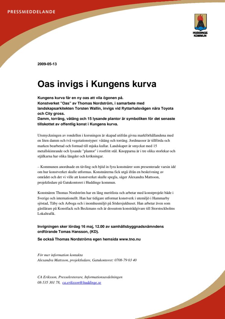 Oas invigs i Kungens kurva