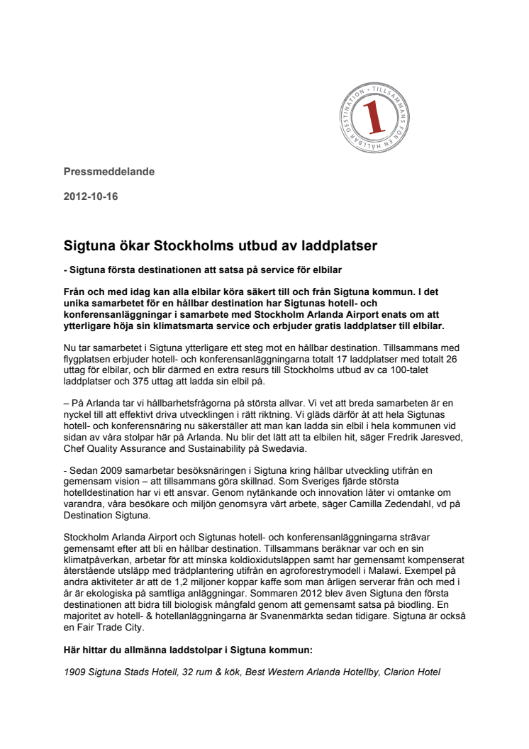 Sigtuna ökar Stockholms utbud av laddplatser