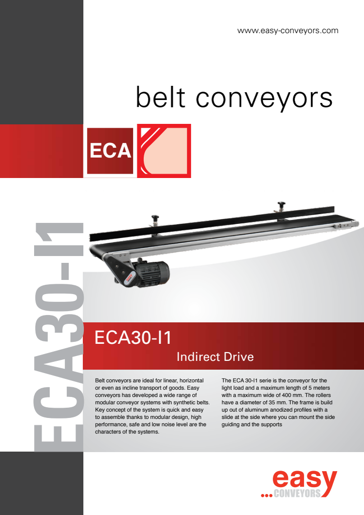 Produktblad, Bandtransportör ECA 30-I1.