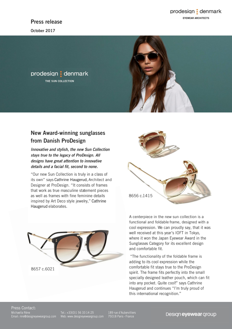 New Award-Winning sunglasses from Danish ProDesign