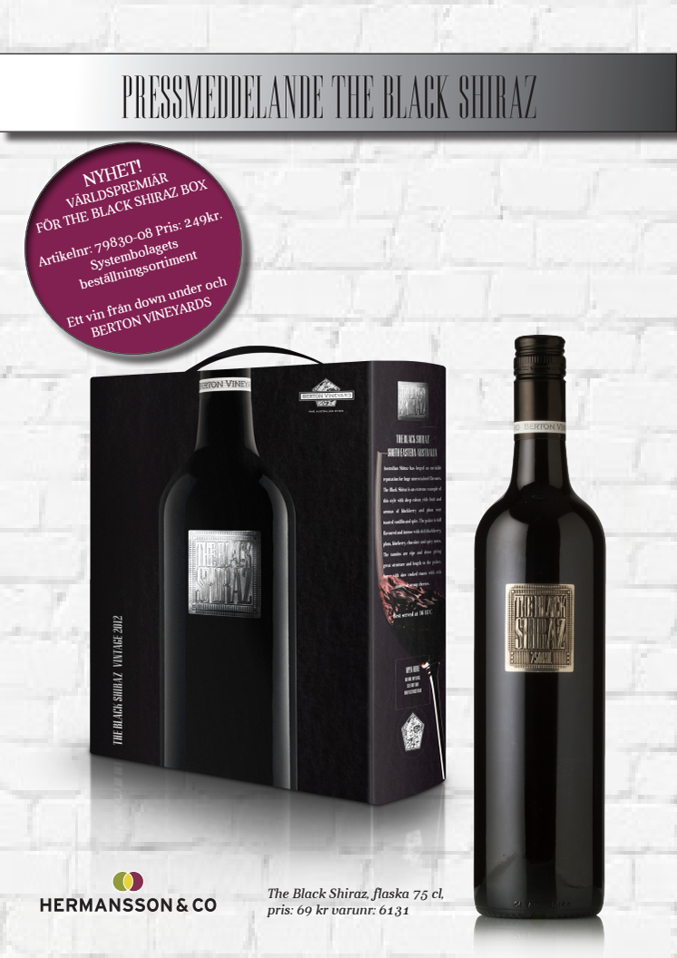 Världspremiär för The Black Shiraz Box