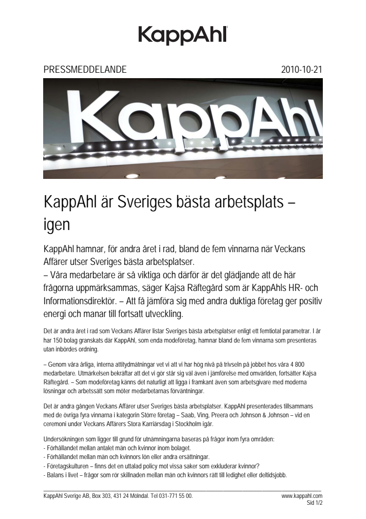 KappAhl är Sveriges bästa arbetsplats – igen