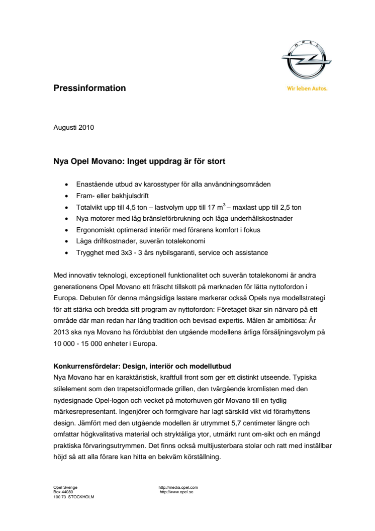 Nya Opel Movano: Inget uppdrag är för stort