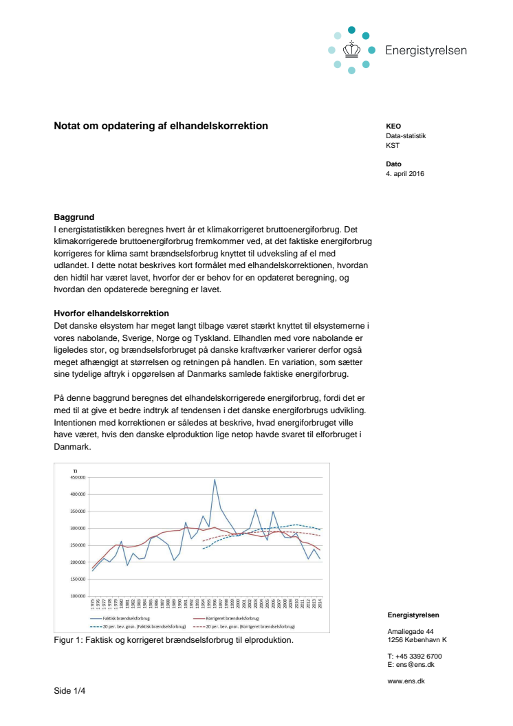 Notat om opdatering af elhandelskorrektion 