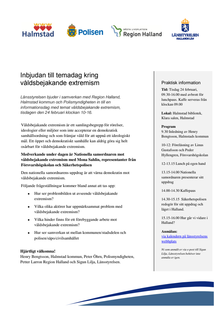 Pressinbjudan: Temadag om våldsbejakande extremism med nationella samordnaren Mona Sahlin