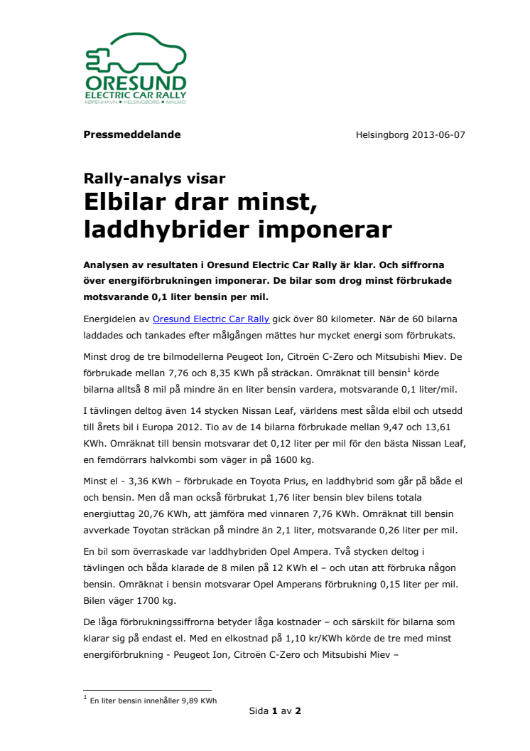 Analys av rally visar: Elbilar drar minst, laddhybrider imponerar