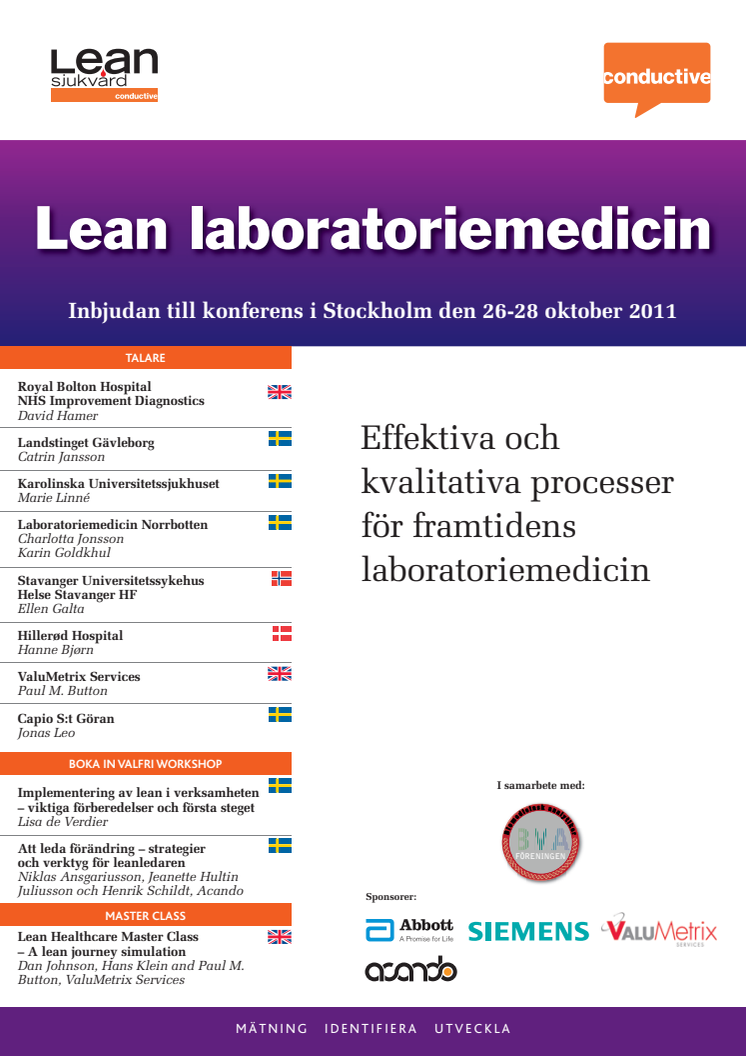 Lean laboratoriemedicin, konferens 26-28 oktober