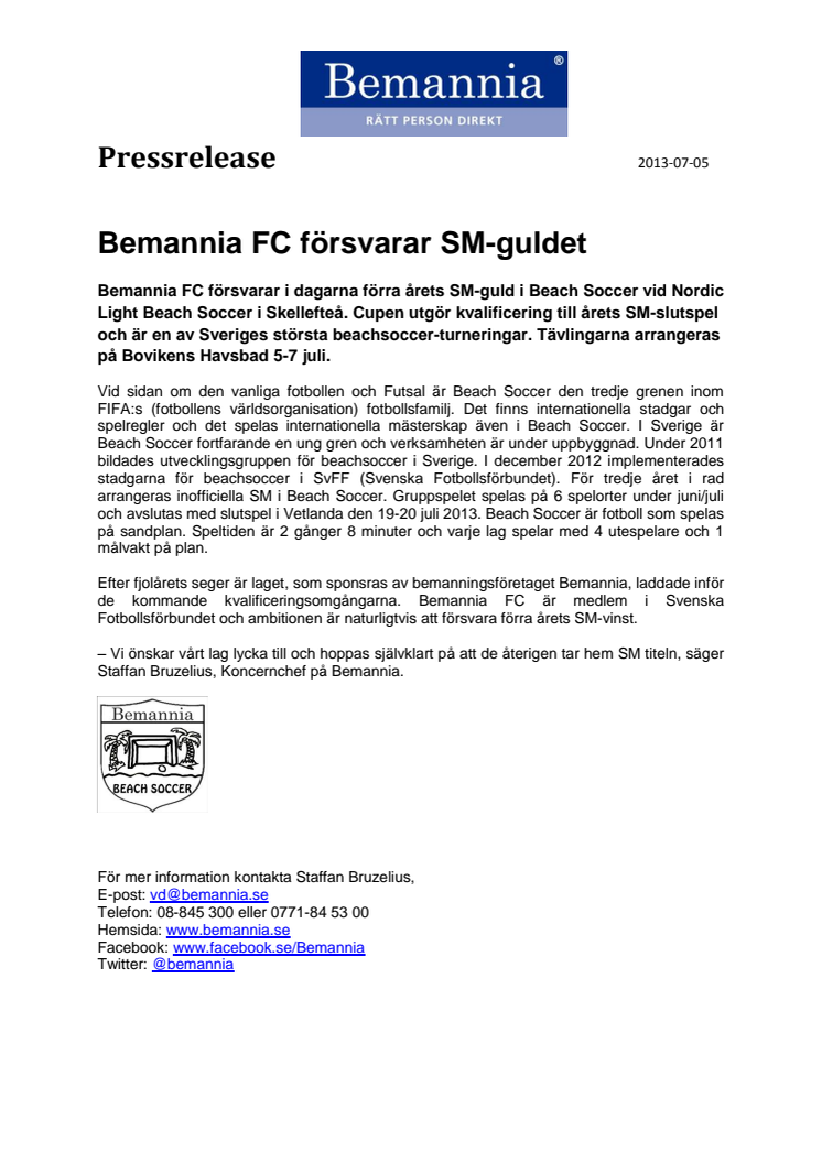 Bemannia FC försvarar SM-guldet  