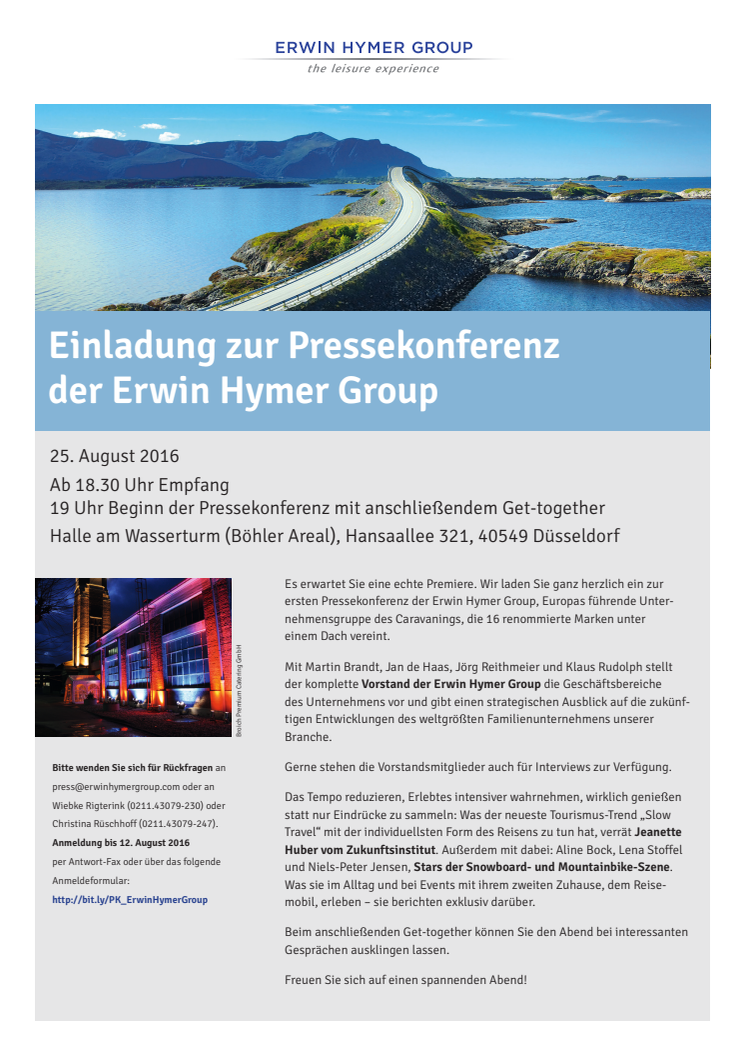 Einladung zur Pressekonferenz der Erwin Hymer Group