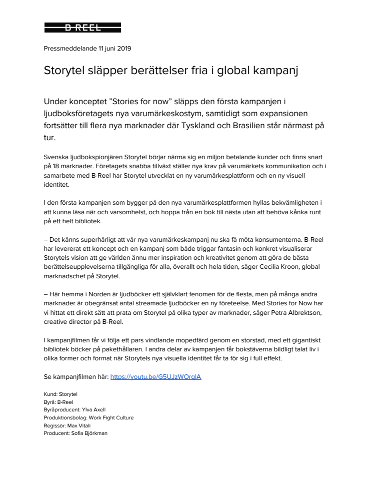 Storytel släpper berättelser fria i global kampanj