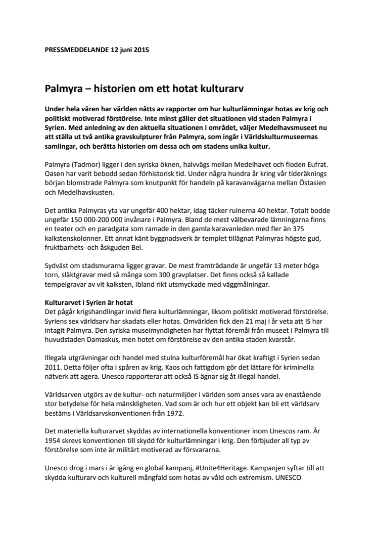 Palmyra – historien om ett hotat kulturarv