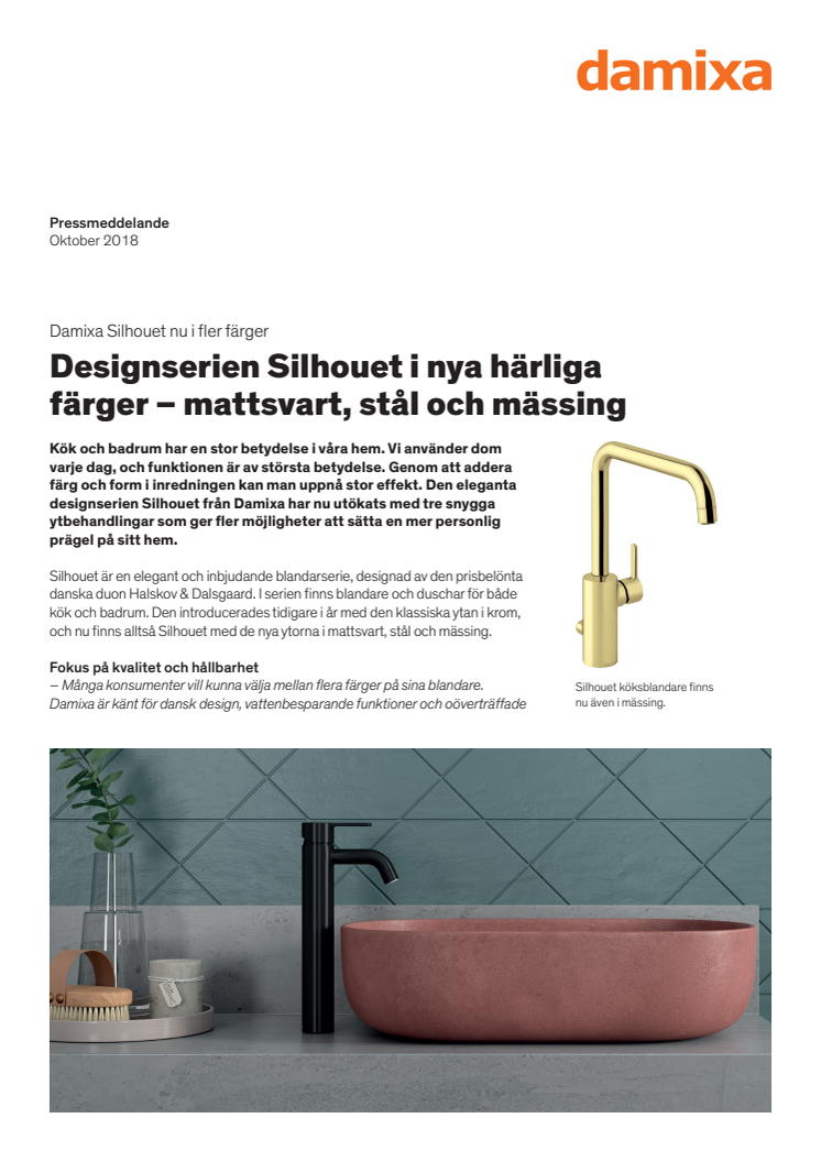 Designserien Silhouet i nya härliga färger – mattsvart, stål och mässing