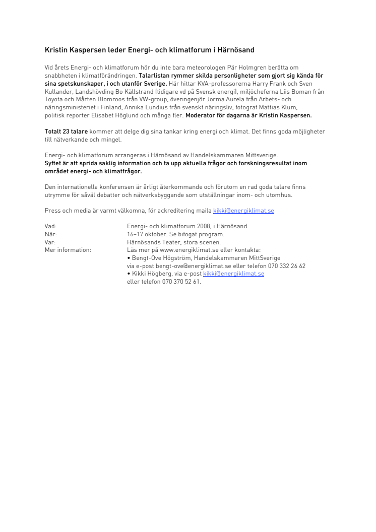 Kristin Kaspersen leder Energi- och klimatforum i Härnösand
