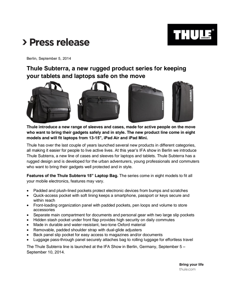 Thule Subterra, a new rugged product series for keeping your tablets and laptops safe on the move 