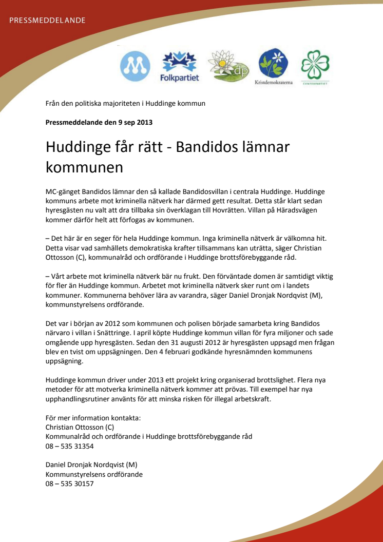 Huddinge får rätt - Bandidos lämnar kommunen