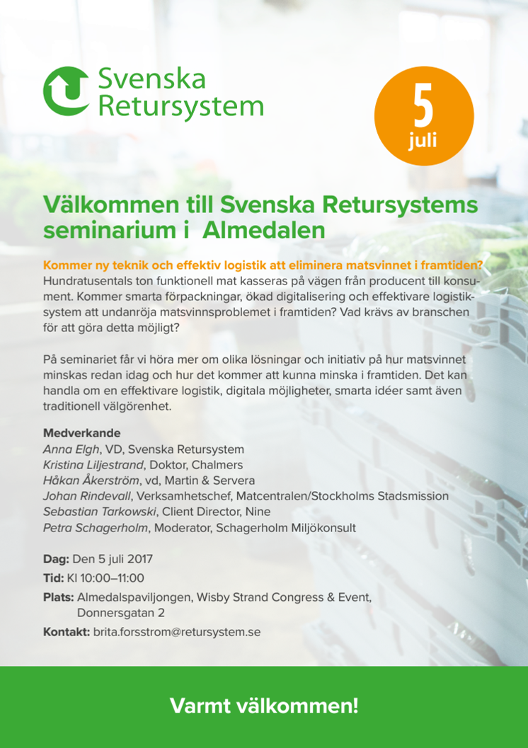 Välkommen till Svenska Retursystems seminarium i Almedalen