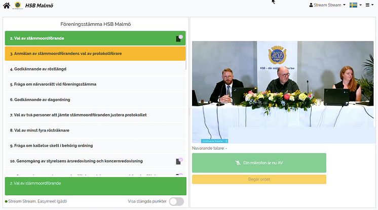 Presidiet HSB Malmös stämma 2020