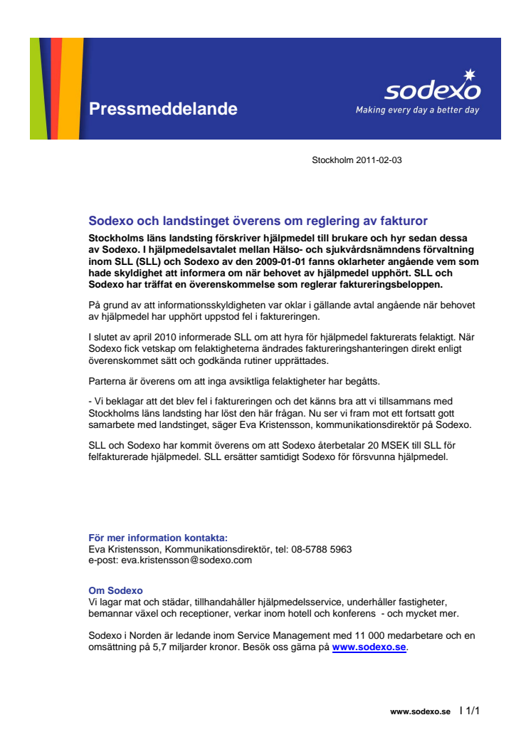 Sodexo och landstinget överens om reglering av fakturor