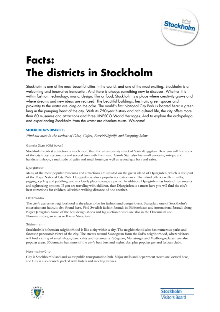 Facts: About the districts in Stockholm