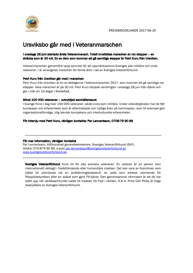 ​Ursviksbo går med i Veteranmarschen