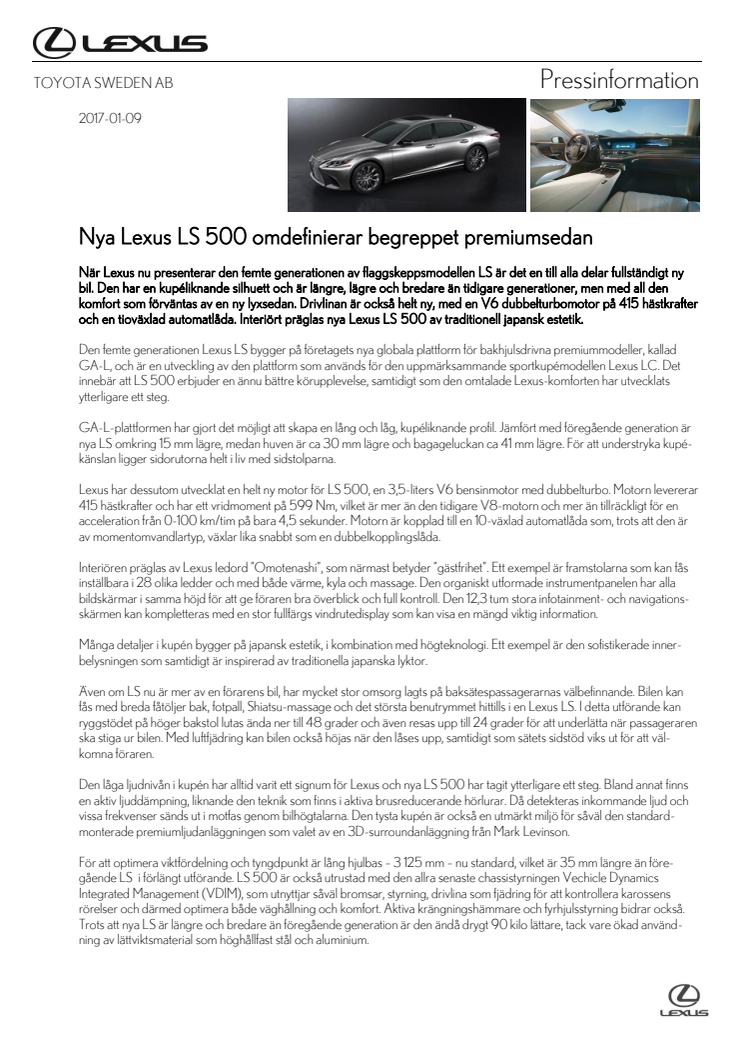 Nya Lexus LS 500 omdefinierar begreppet premiumsedan