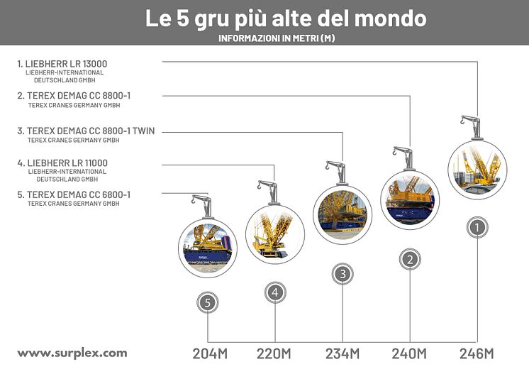 Le 5 gru più alte del mondo