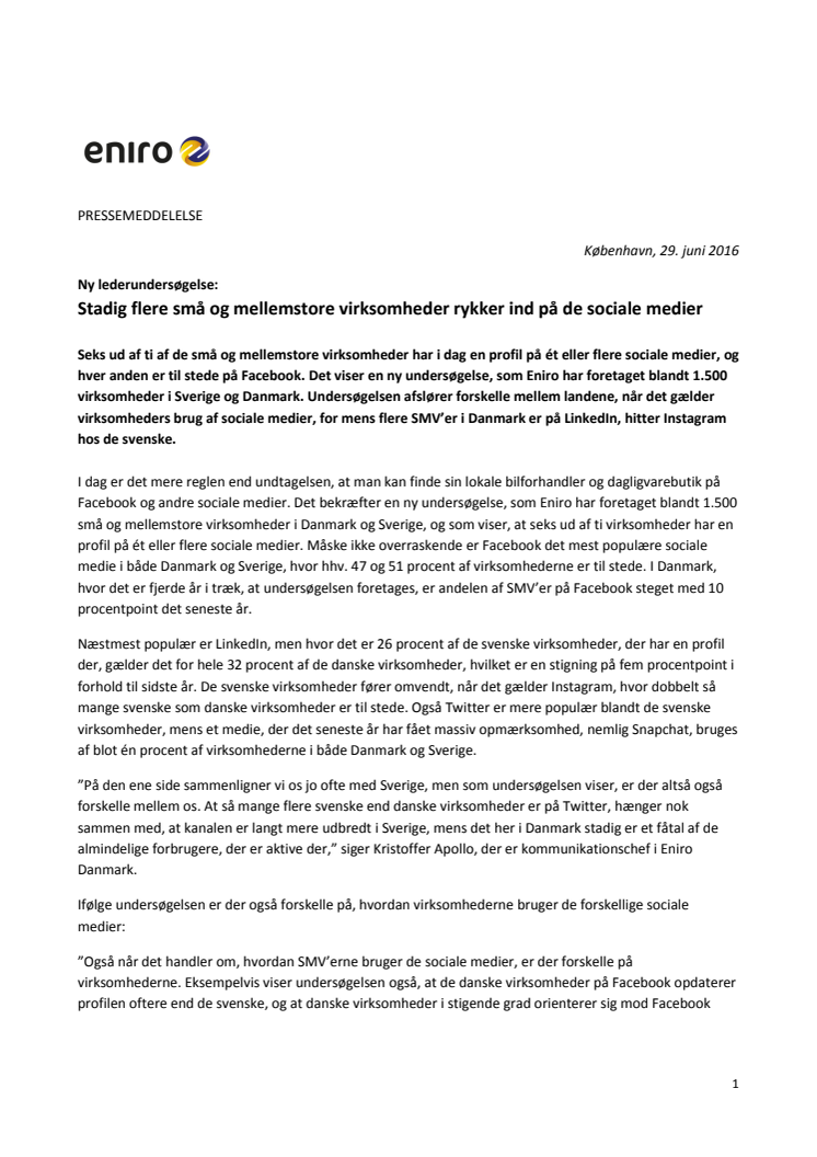Ny lederundersøgelse: Stadig flere små og mellemstore virksomheder rykker ind på de sociale medier