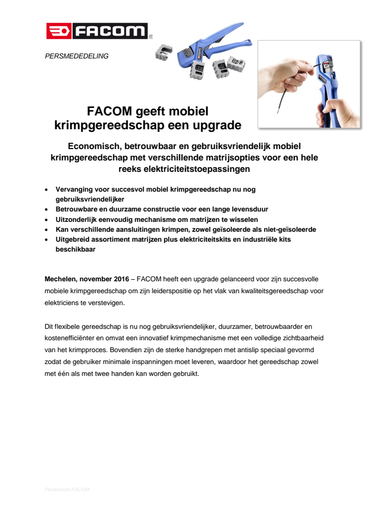 FACOM geeft mobiel krimpgereedschap een upgrade 