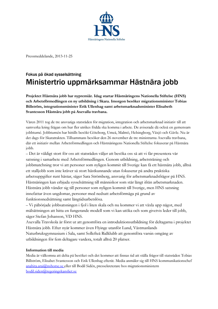 Fokus på ökad sysselsättning: Ministertrio uppmärksammar Hästnära jobb