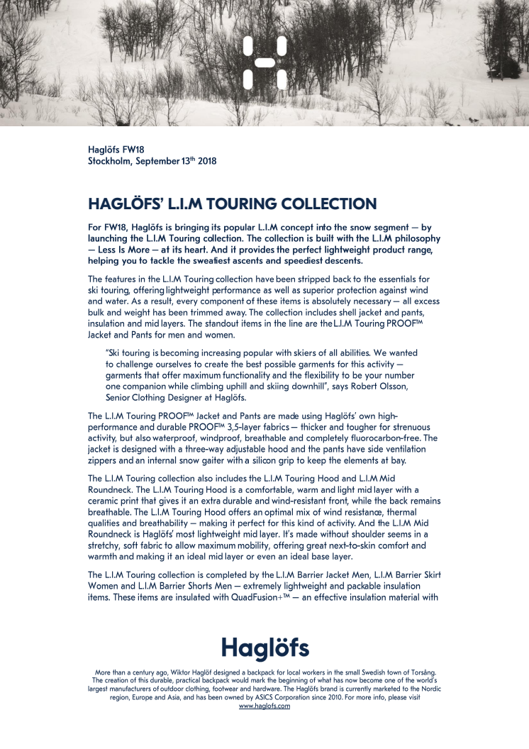 HAGLÖFS’ L.I.M TOURING COLLECTION 