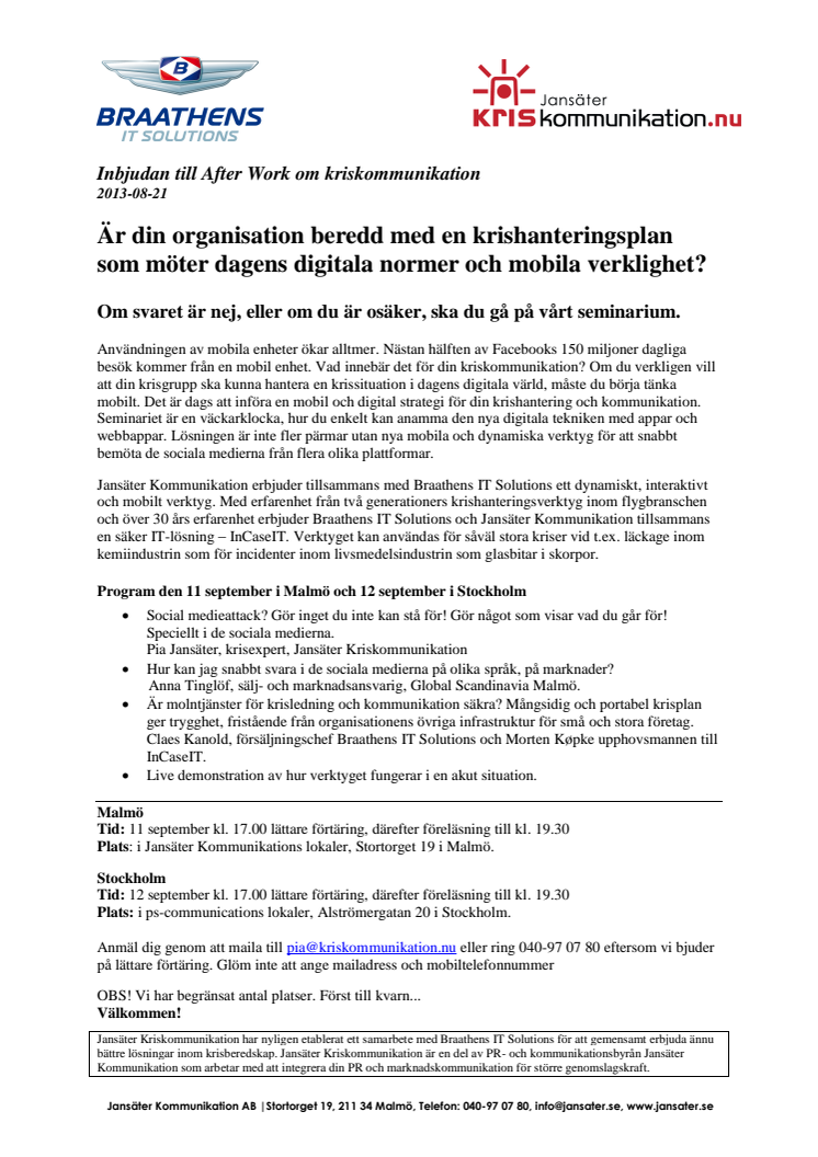 Är din organisation beredd med en krishanteringsplan som möter dagens digitala normer och mobila verklighet?