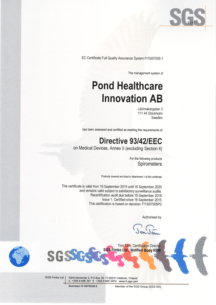 CE-märkning Air Smart Spirometer