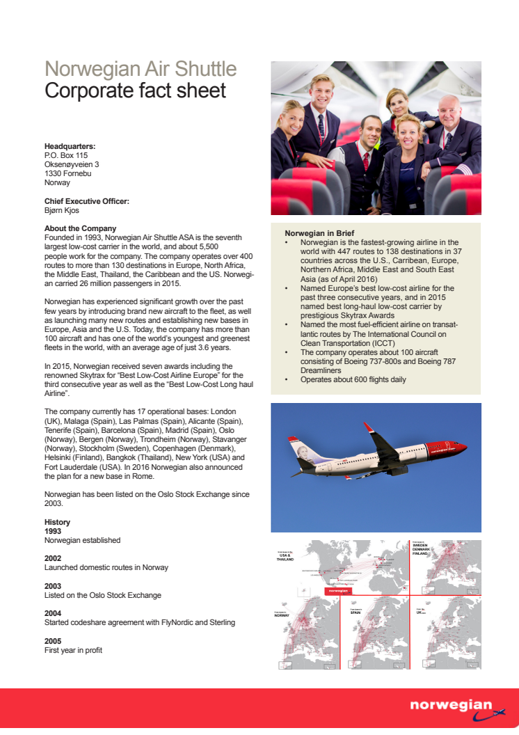 Norwegian Corporate Fact Sheet