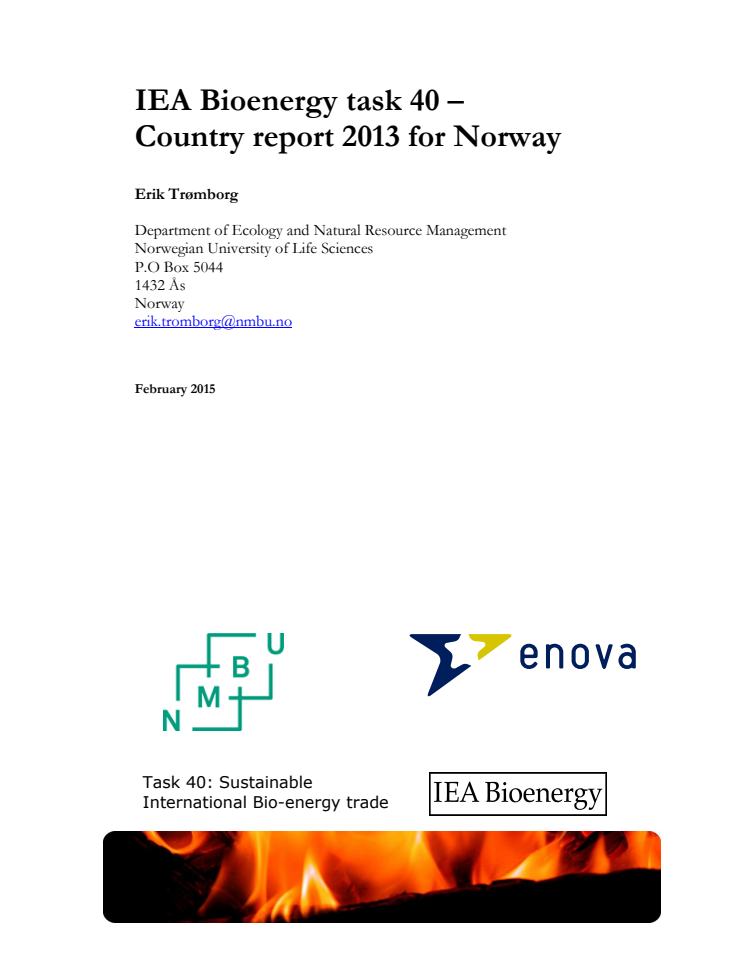 IEA Bioenergy Task 40 – Country report 2013 for Norway