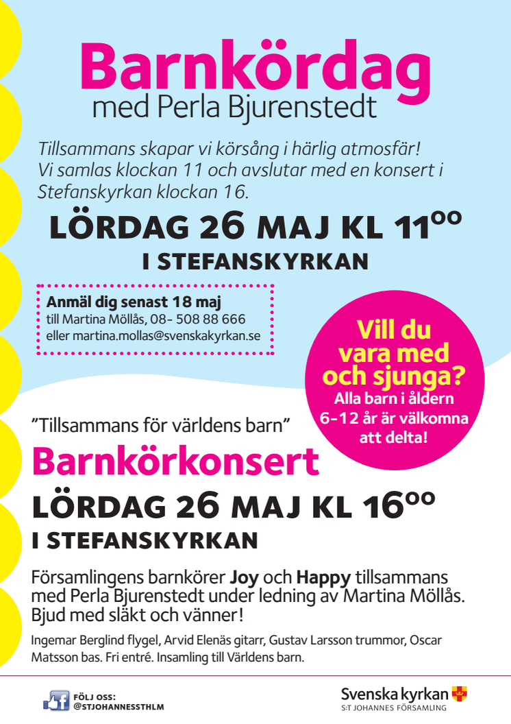 Barnkördag med Perla Bjurenstedt 26 maj