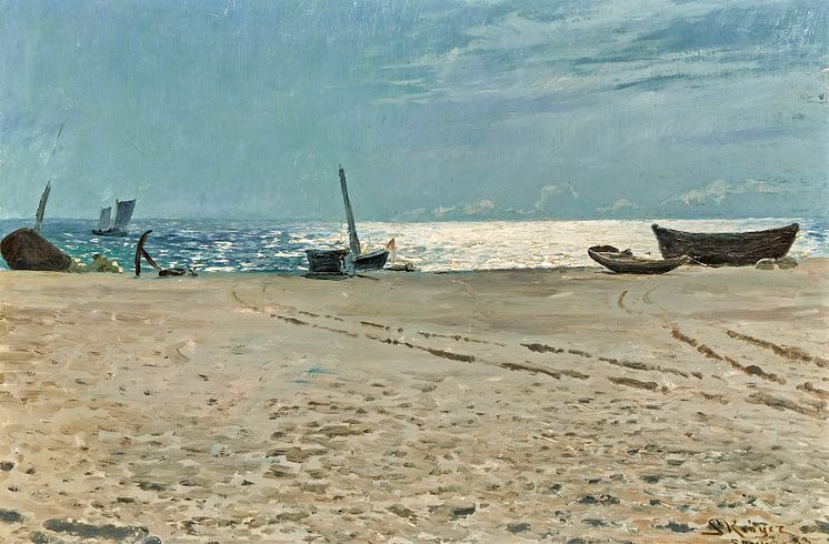 P. S. Krøyer- Måneskin over Skagens Strand med optrukne både på stranden. Sign. Olie på lærred. 44 x 64 cm_.jpg