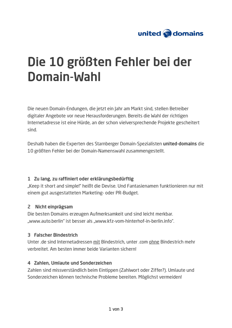 Die 10 größten Fehler bei der Domain-Wahl