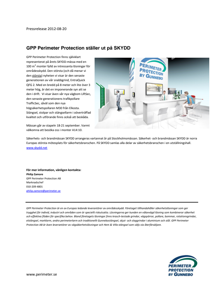 GPP Perimeter Protection ställer ut på SKYDD