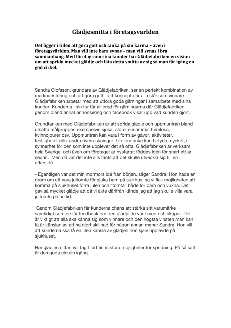 Glädjesmitta i företagsvärlden