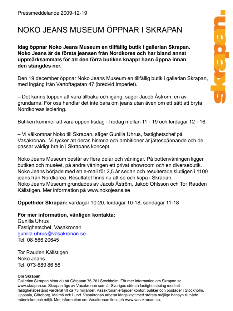 NOKO JEANS MUSEUM ÖPPNAR I SKRAPAN